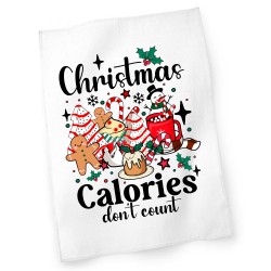 Christmas Calories Don't Count Tea Towel - Festive Holiday Kitchen Cloth