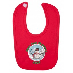 Personalised Embroidered First Christmas Baby Bib 2024 Snowman 2