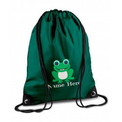 Personalised Frog Gym Bag, Embroidered Kids Drawstring Bag, Children's School PE Bag, Swim Bag | Premium Bag Customise with any Name