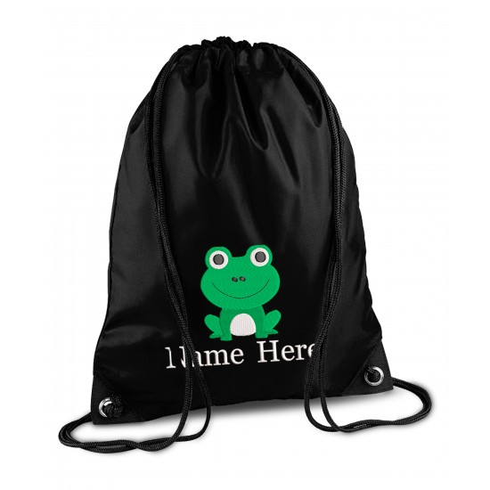 Personalised Frog Gym Bag, Embroidered Kids Drawstring Bag, Children's School PE Bag, Swim Bag | Premium Bag Customise with any Name Design 3