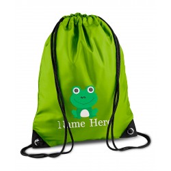 Personalised Frog Gym Bag, Embroidered Kids Drawstring Bag, Children's School PE Bag, Swim Bag | Premium Bag Customise with any Name Design 3