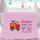 Personalised Fire Engine Baby Blanket (Birth Block)