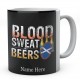 Personalised Blood Sweat And Beers Scotland Rugby Mug