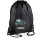 Personalised Embroidered Blue Tractor Drawstring Gym Bag