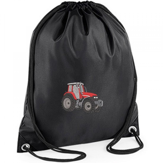 Personalised EMBROIDERED Red Tractor Drawstring Gym Bag 