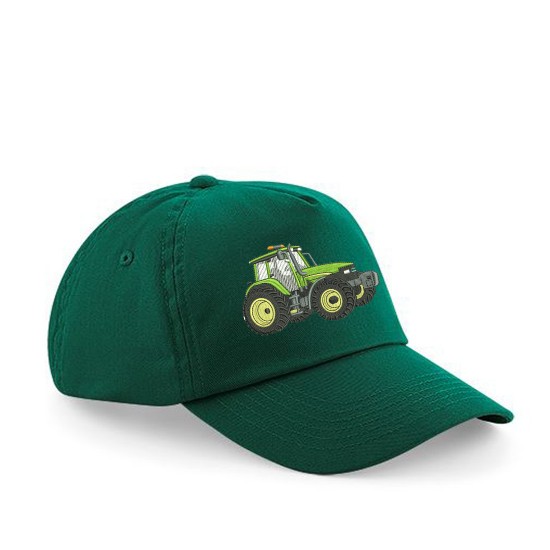 Child's Cap With Embroidered Tractor( Green/Yellow) (B10b )