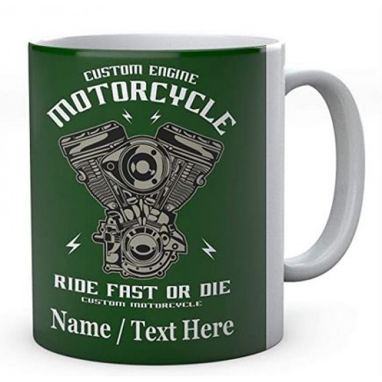 Custom Engine Motorcycle Ride Fast Or Die Personalised Mug 