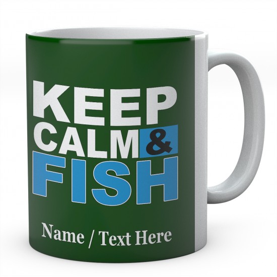  Keep Calm & Fish - Personalised Ceramic Fishing Mug.