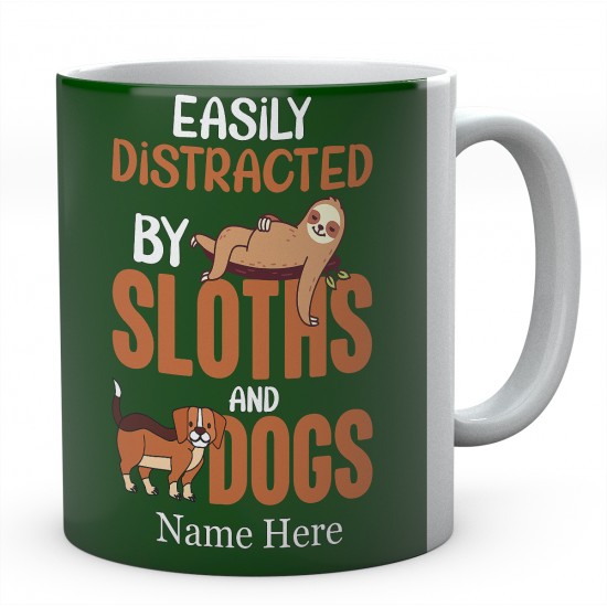 Easily Distracted By Sloths Personalised Novelty Ceramic Mug 