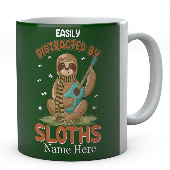 Easily Distracted By Sloths Personalised Novelty Ceramic Mug 