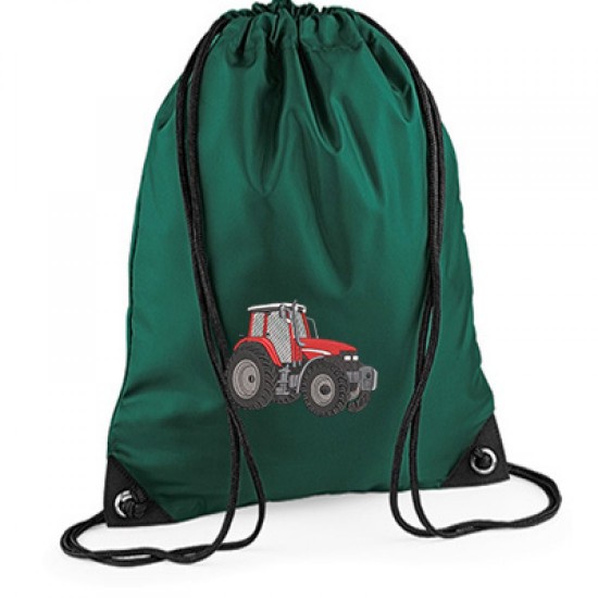 Personalised EMBROIDERED Red Tractor Drawstring Gym Bag 