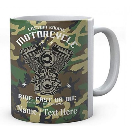 Custom Engine Motorcycle Ride Fast Or Die Personalised Mug 