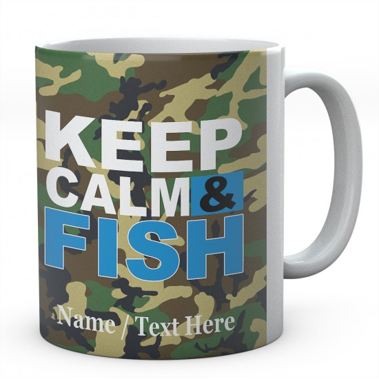  Keep Calm & Fish - Personalised Ceramic Fishing Mug.