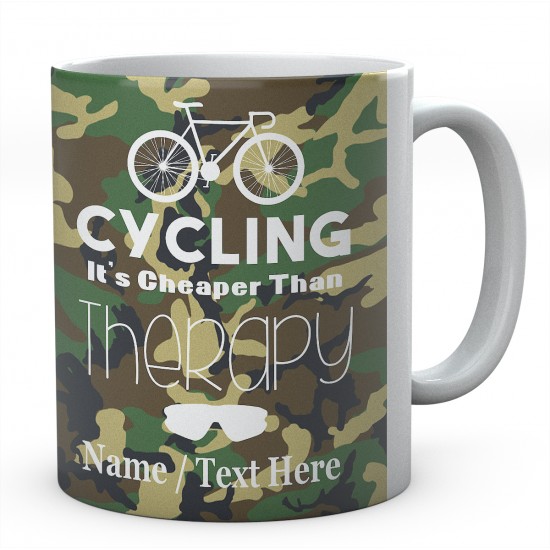 Cycling It's Cheaper Than Therapy-Personalised Mug