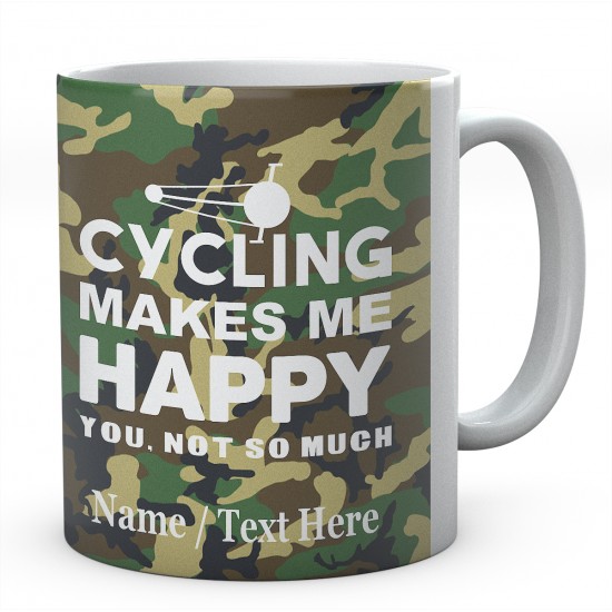 Cycling Makes Me Happy ....Personalised Ceramic Mug