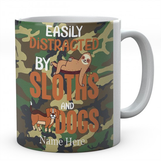 Easily Distracted By Sloths Personalised Novelty Ceramic Mug 