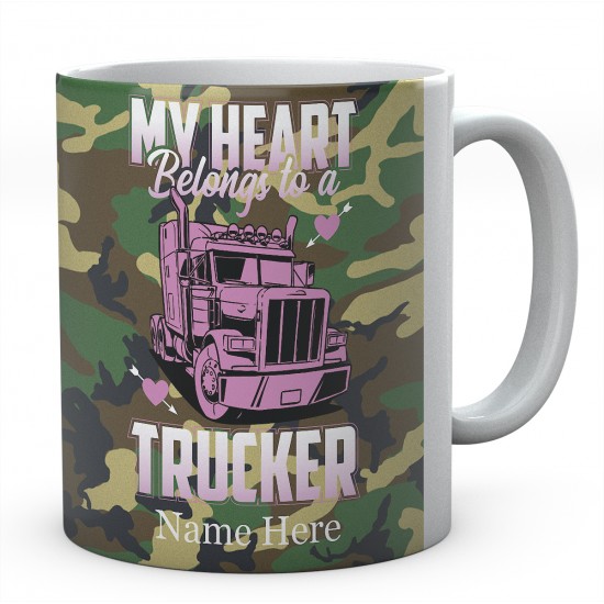 My Heart Belongs to A Trucker Ceramic Mug 