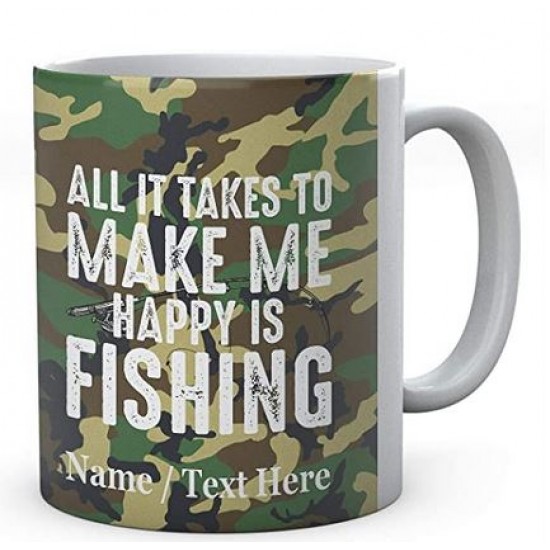 All It Takes to Make Me Happy is Fishing - Personalised Fishing Mug