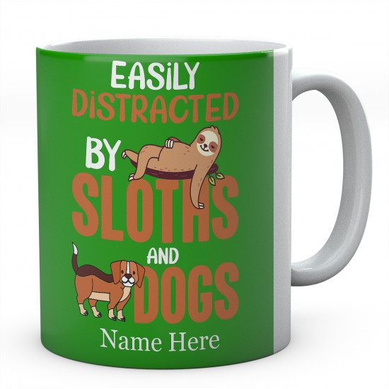 Easily Distracted By Sloths Personalised Novelty Ceramic Mug 