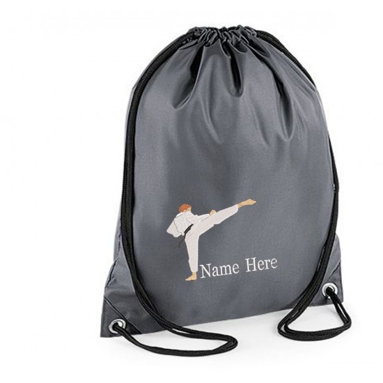 Personalised Embroidered Karate Drawstring Gym Bag.