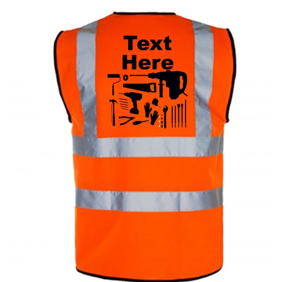 Printed Personalised Kids Tool Design Hi vis vest/waistcoat Printed safety high visibility vests or jackets with your text printed vests