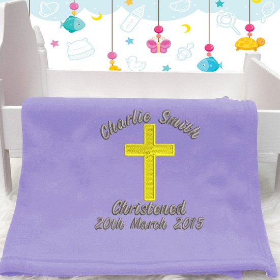 Personalised Embroidered Christening Baby Blanket 