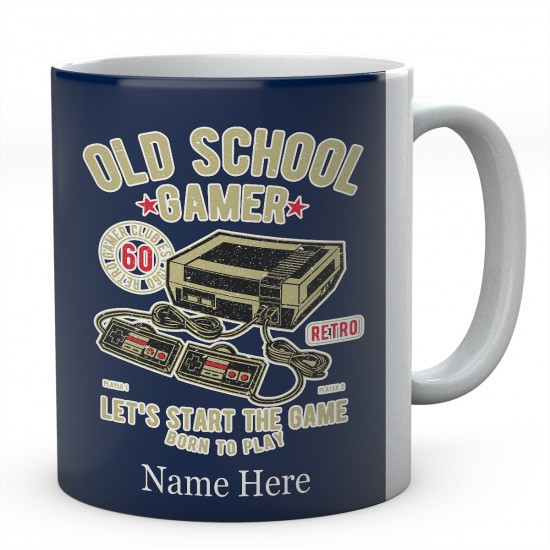 Personalised Old School Gamer, Let's Start The Game Born To Play Mug