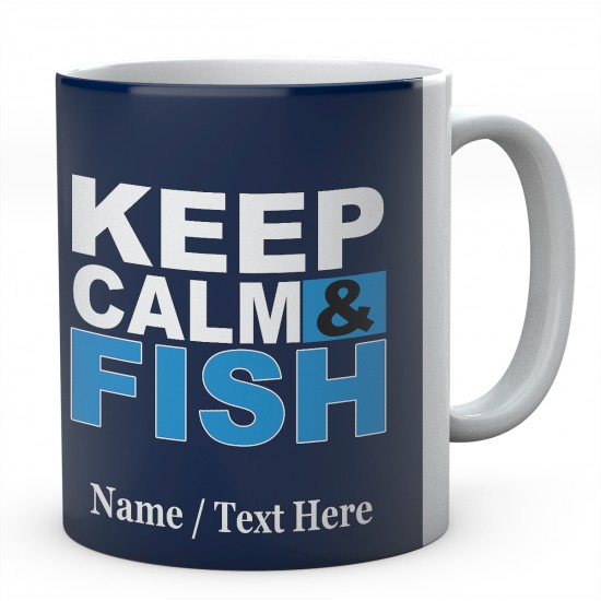  Keep Calm & Fish - Personalised Ceramic Fishing Mug.
