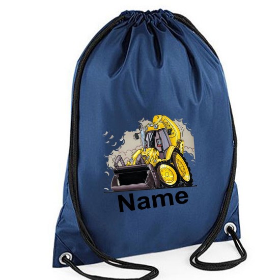 Personalised Koolart Yellow Digger 0174 Printed Gym Bag