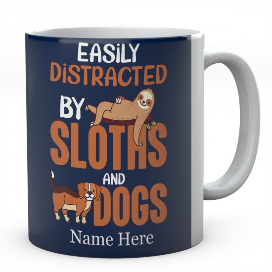 Easily Distracted By Sloths Personalised Novelty Ceramic Mug 