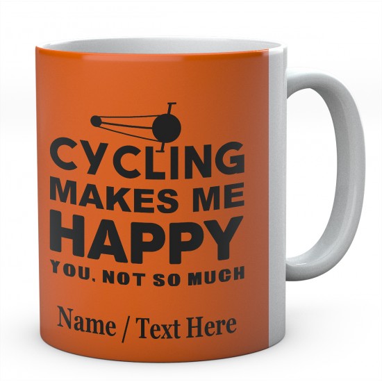 Cycling Makes Me Happy ....Personalised Ceramic Mug