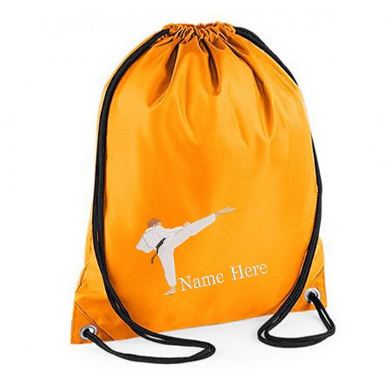 Personalised Embroidered Karate Drawstring Gym Bag.