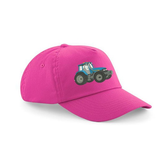 Child's Cap With Embroidered Tractor Blue /Grey 