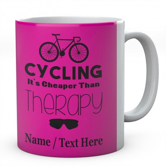 Cycling It's Cheaper Than Therapy-Personalised Mug