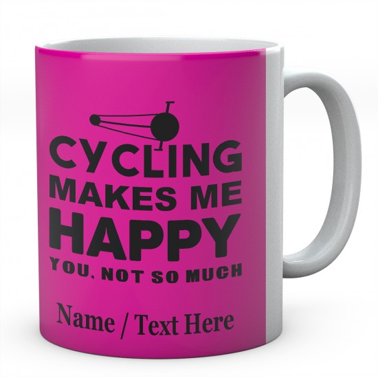 Cycling Makes Me Happy ....Personalised Ceramic Mug