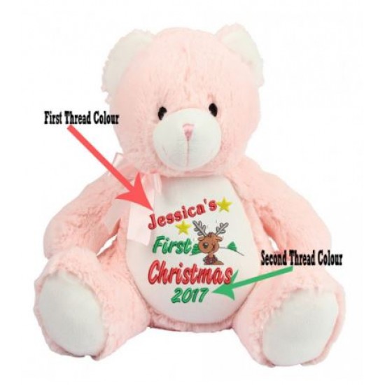 My 1st Christmas Personalised Teddy Bear(ReinDeer Image)