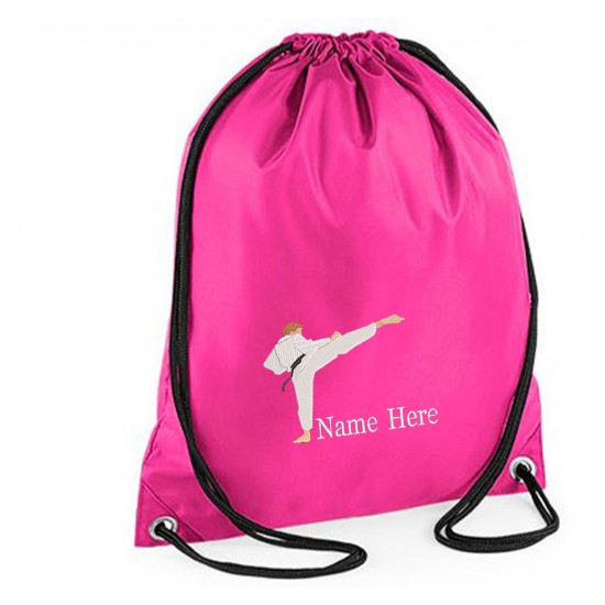 Personalised Embroidered Karate Drawstring Gym Bag.