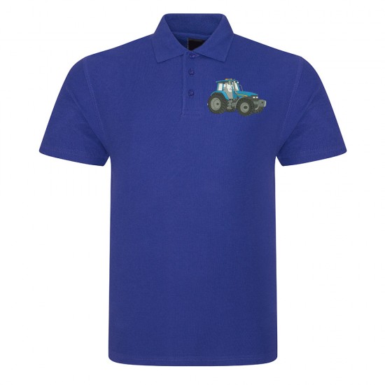 Polo Shirt Embroidered Blue Tractor  