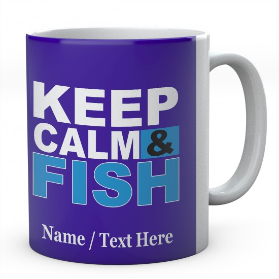  Keep Calm & Fish - Personalised Ceramic Fishing Mug.