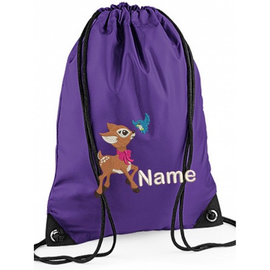 Embroidered Personalised Baby Deer Gym Bag