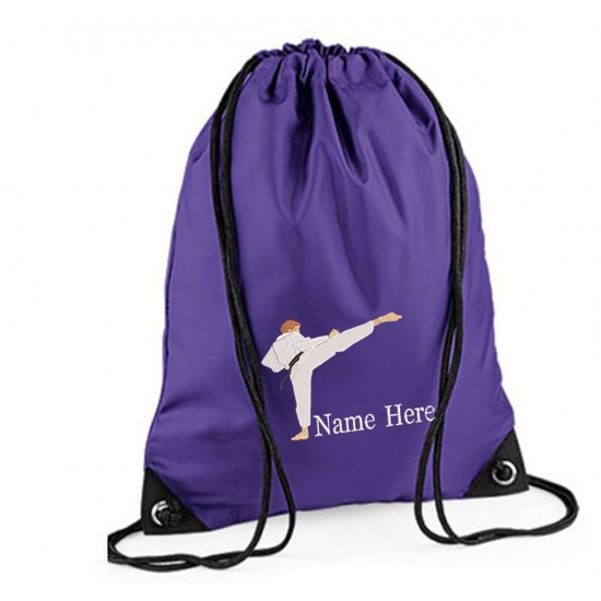 Personalised Embroidered Karate Drawstring Gym Bag.