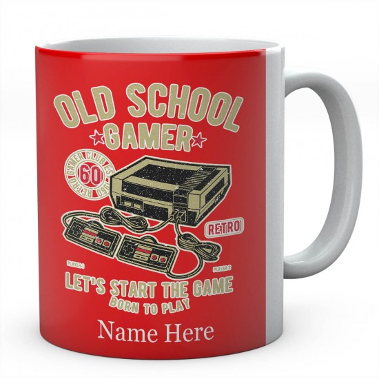 Personalised Old School Gamer, Let's Start The Game Born To Play Mug