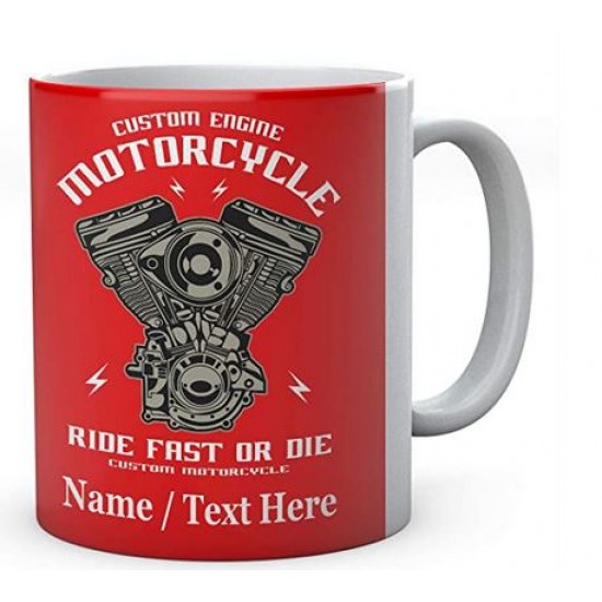 Custom Engine Motorcycle Ride Fast Or Die Personalised Mug 