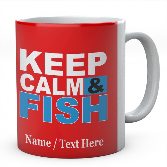 Keep Calm & Fish - Personalised Ceramic Fishing Mug.