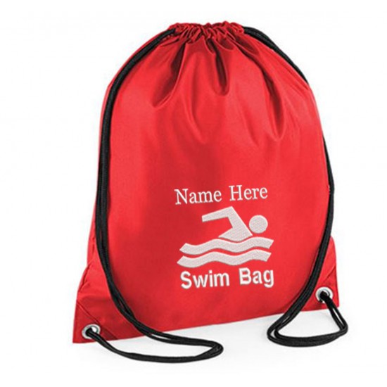 Personalised Embroidered Swim  Drawstring Gym Bag