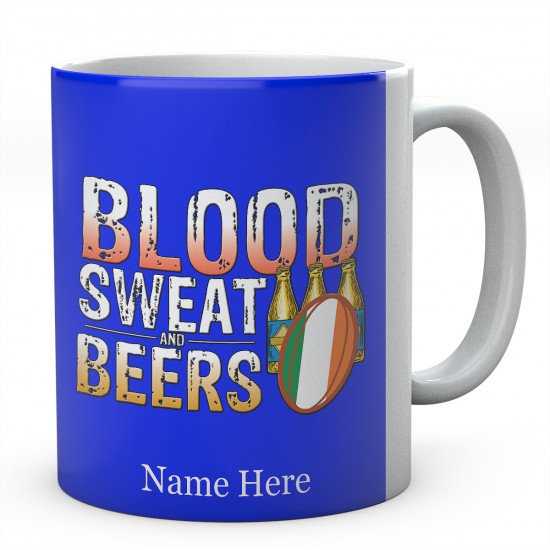 Personalised Blood Sweat And Beers Ireland Rugby Mug