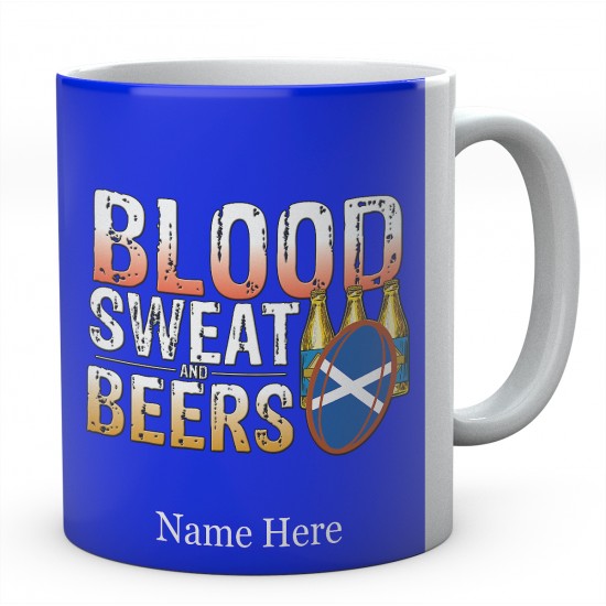 Personalised Blood Sweat And Beers Scotland Rugby Mug