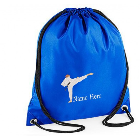 Personalised Embroidered Karate Drawstring Gym Bag.