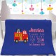 Personalised Fire Engine Baby Blanket (Birth Block)