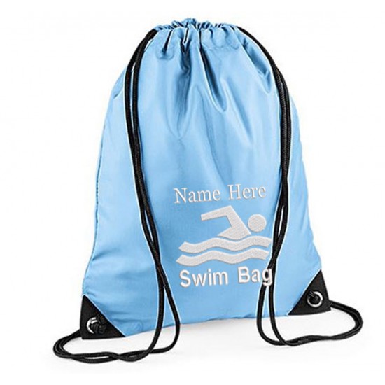 Personalised Embroidered Swim  Drawstring Gym Bag